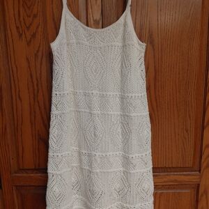 a new day Cream Crochet Midi Dress